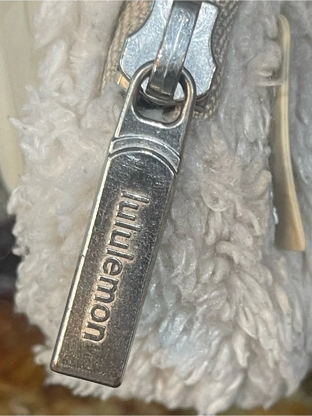 lululemon athletica Cream Sherpa Mini Belt Bag with Silver Accent